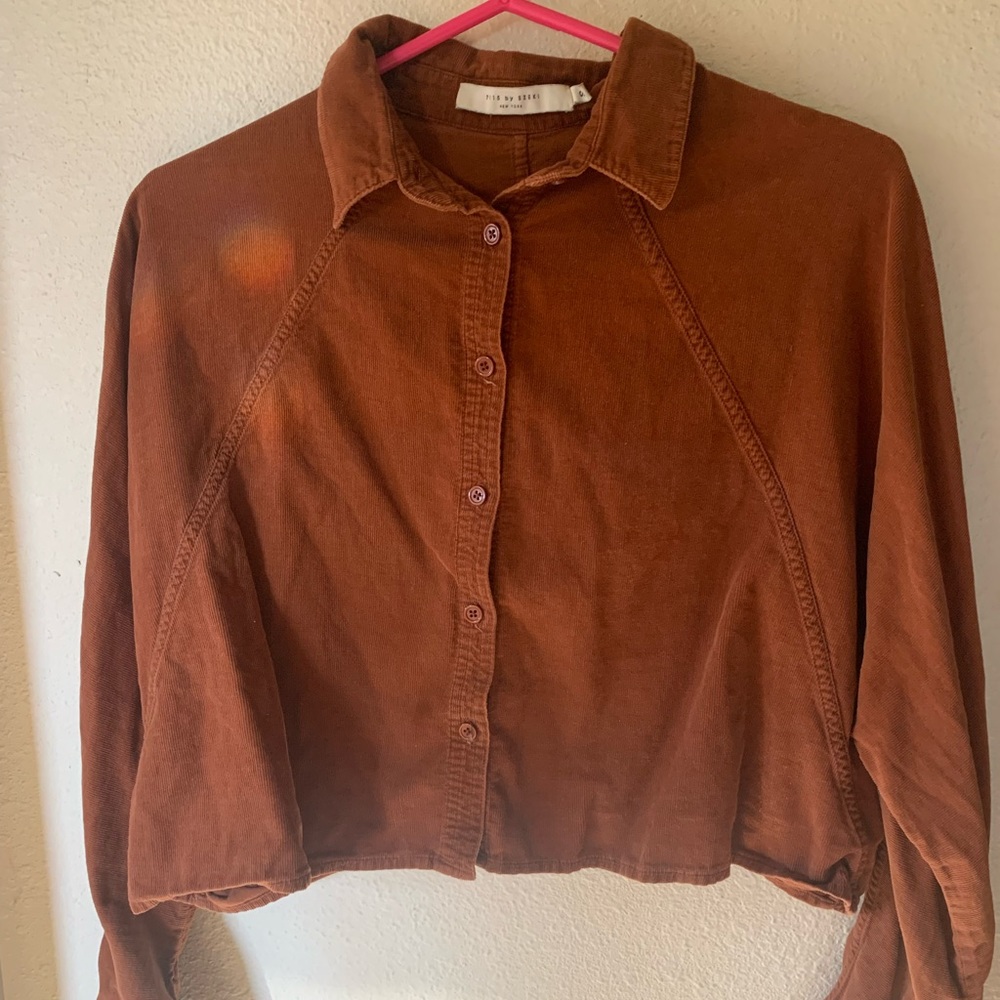 7115 by Szeki corduroy top, Bryant orange Size S